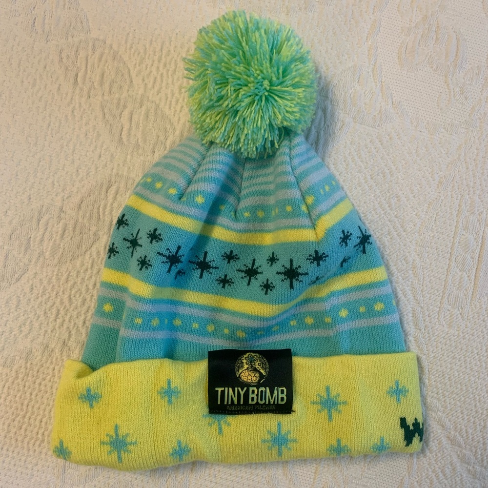 Women's Wiseacre Blue and Yellow Brewery Knit Winter Beanie